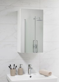 Dulap baie suspendat PROMO, 1 usa, oglinda, alb, 30x21.5x68 cm - 1