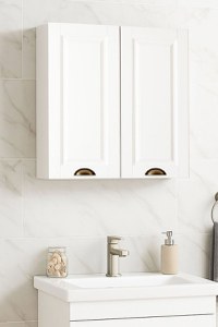 Dulap baie suspendat seria 172, front MDF, 2 usi, montat, alb, 60x21.5x68 cm - 1