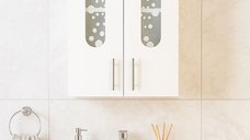 Dulap baie suspendat seria 177 LAGUNA, front MDF, 2 usi, alb, 30x21.5x68 cm