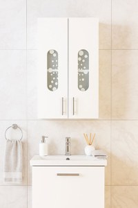 Dulap baie suspendat seria 177 LAGUNA, front MDF, 2 usi, alb, 30x21.5x68 cm - 1