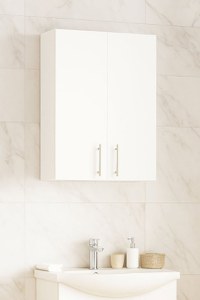 Dulap baie suspendat VERONA, front MDF, 2 usi, alb, 55x21.5x68 cm - 1