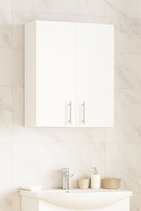 Dulap baie suspendat VERONA, front MDF, 2 usi, alb, 60x21.5x68 cm - 1