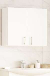 Dulap baie suspendat VERONA, front MDF, 2 usi, alb, 80x21.5x68 cm - 1