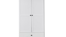 Dulap BRANDSON, 2 usi, 2 sertare, alb, 81x41x196 cm