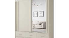 Dulap CANADA CA31-20, usi glisante, 3 sertare, 5 rafturi, bara de haine, oglinda, casmir, 200x60x215 cm