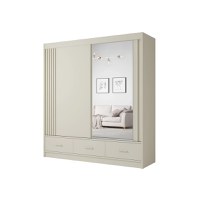 Dulap CANADA CA31-20, usi glisante, 3 sertare, 5 rafturi, bara de haine, oglinda, casmir, 200x60x215 cm - 1