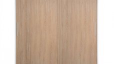 Dulap CORFU 01, usi glisante, corp alb + usi sonoma, 200x60x200 cm