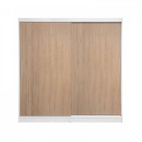 Dulap CORFU 01, usi glisante, corp alb + usi sonoma, 200x60x200 cm - 1