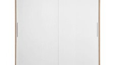 Dulap CORFU 01, usi glisante, corp sonoma + usi alb, 200x60x200 cm