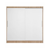 Dulap CORFU 01, usi glisante, corp sonoma + usi alb, 200x60x200 cm - 1