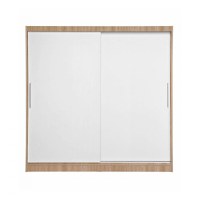 Dulap CORFU 01, usi glisante, corp sonoma + usi alb, 200x60x200 cm - 1