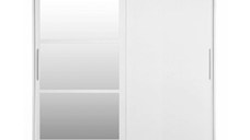 Dulap CORFU 02, cu usi glisante si oglinda, alb, 200x60x200 cm