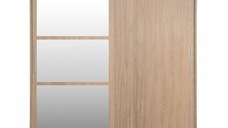 Dulap CORFU 02, cu usi glisante si oglinda, sonoma, 200x60x200 cm