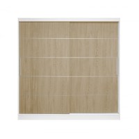 Dulap CORFU 03, usi glisante, corp alb + usi somona, 200x60x200 cm - 1