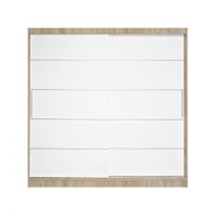 Dulap CORFU 03, usi glisante, corp sonoma + usi alb, 200x60x200 cm - 1