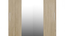 Dulap CORFU 04, usi glisante si oglinda, sonoma, 200x60x200 cm