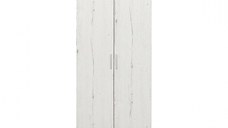 Dulap CORINNE, 2 usi, 1 raft, bara de haine, alb Elvetia, 80x50x188 cm