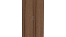 Dulap CORINNE, 2 usi, 1 raft, bara de haine, nuc, cant vanilie, 80x50x188 cm