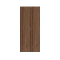 Dulap CORINNE, 2 usi, 1 raft, bara de haine, nuc, cant vanilie, 80x50x188 cm - 1