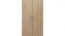 Dulap CORINNE, 2 usi, 1 raft, bara de haine, sonoma deschis, cant sonoma inchis, 80x50x188 cm