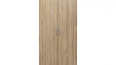 Dulap CORINNE, 2 usi, 4 rafturi, sonoma deschis, cant sonoma inchis, 80x50x188 cm