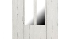 Dulap CORINNE, oglinzi, 4 usi, 4 rafturi, bara de haine, alb Elvetia, 160x50x188 cm