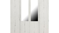 Dulap CORINNE, oglinzi, 4 usi, 4 rafturi, bara de haine, alb Elvetia, 160x50x188 cm