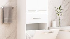 Dulap de Baie 015, Front MDF cu 3 Usi si 1 Sertar, Alb, Dimensiuni 50x36.5x166 cm