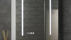 Dulap de baie suspendat EDGE cu oglinda si iluminare LED, 2 usi, alb, 70x15x68 cm