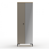 Dulap DOMINICA, 2 usi, cu oglinda, taupe + stejar silverjack, 70x41x199 cm - 1