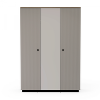 Dulap DOMINICA, 3 usi, cu oglinda, taupe + stejar silverjack, 153x60x218 cm - 1