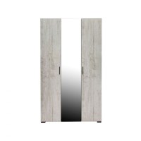 Dulap ECONO, oglinzi, 3 usi, 4 rafturi, bara de haine, pin antichizat, 120x50x206 cm - 1