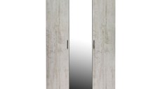 Dulap ECONO, oglinzi, 3 usi, 4 rafturi, bara de haine, pin antichizat, 120x50x206 cm