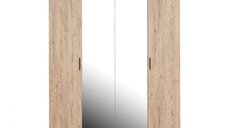 Dulap ECONO, oglinzi, 4 usi, 4 rafturi, bara de haine, sherwood, 160x50x206 cm