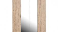 Dulap ECONO, oglinzi, 4 usi, 4 rafturi, bara de haine, sherwood, 160x50x206 cm