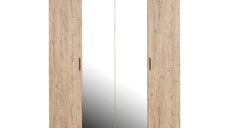 Dulap ECONO, oglinzi, 4 usi, 4 rafturi, bara de haine, sherwood, 160x50x206 cm