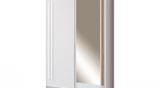 Dulap EF1-150 usi glisante, 6 rafturi, bara de haine, oglinda, alb andersen + artisan, 150x59x215 cm