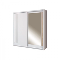 Dulap EF1-200 usi glisante, 6 rafturi, bara de haine, oglinda, alb andersen + artisan, 200x59x215 cm - 1