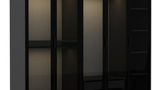 Dulap KALE cu 5 usi, antracit si geam fumuriu, dimensiuni 225x52x190 cm