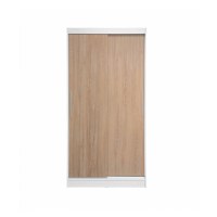 Dulap KOSS 01, usi glisante, corp alb + usi sonoma, 100x60x200 cm - 1