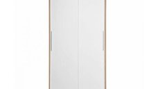 Dulap KOSS 01, usi glisante, corp sonoma + usi alb, 100x60x200 cm