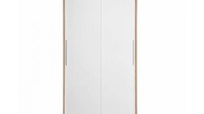 Dulap KOSS 01, usi glisante, corp sonoma + usi alb, 100x60x200 cm