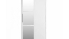 Dulap KOSS 02, cu usi glisante si oglinda, alb, 100x60x200 cm