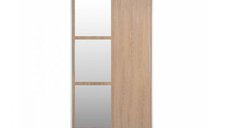 Dulap KOSS 02, cu usi glisante si oglinda, corp alb + usi sonoma, 100x60x200 cm