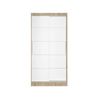 Dulap KOSS 03, cu usi glisante, corp sonoma + usi alb, 100x60x200 cm - 1