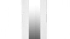 Dulap KOSS 04, cu usi glisante si oglinda, alb, 100x60x200 cm