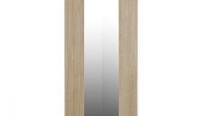 Dulap KOSS 04, cu usi glisante si oglinda, corp alb + usi sonoma, 100x60x200 cm