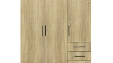 Dulap Leon cu sistem soft close, 3 usi si 3 sertare, stejar Belfast, 150x45x180 cm