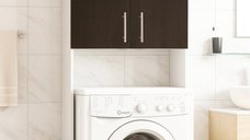 Dulap masina de spalat, 2 usi, alb + wenge, 64x30x195 cm