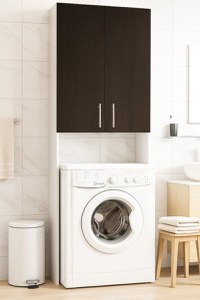 Dulap masina de spalat, 2 usi, alb + wenge, 64x30x195 cm - 1